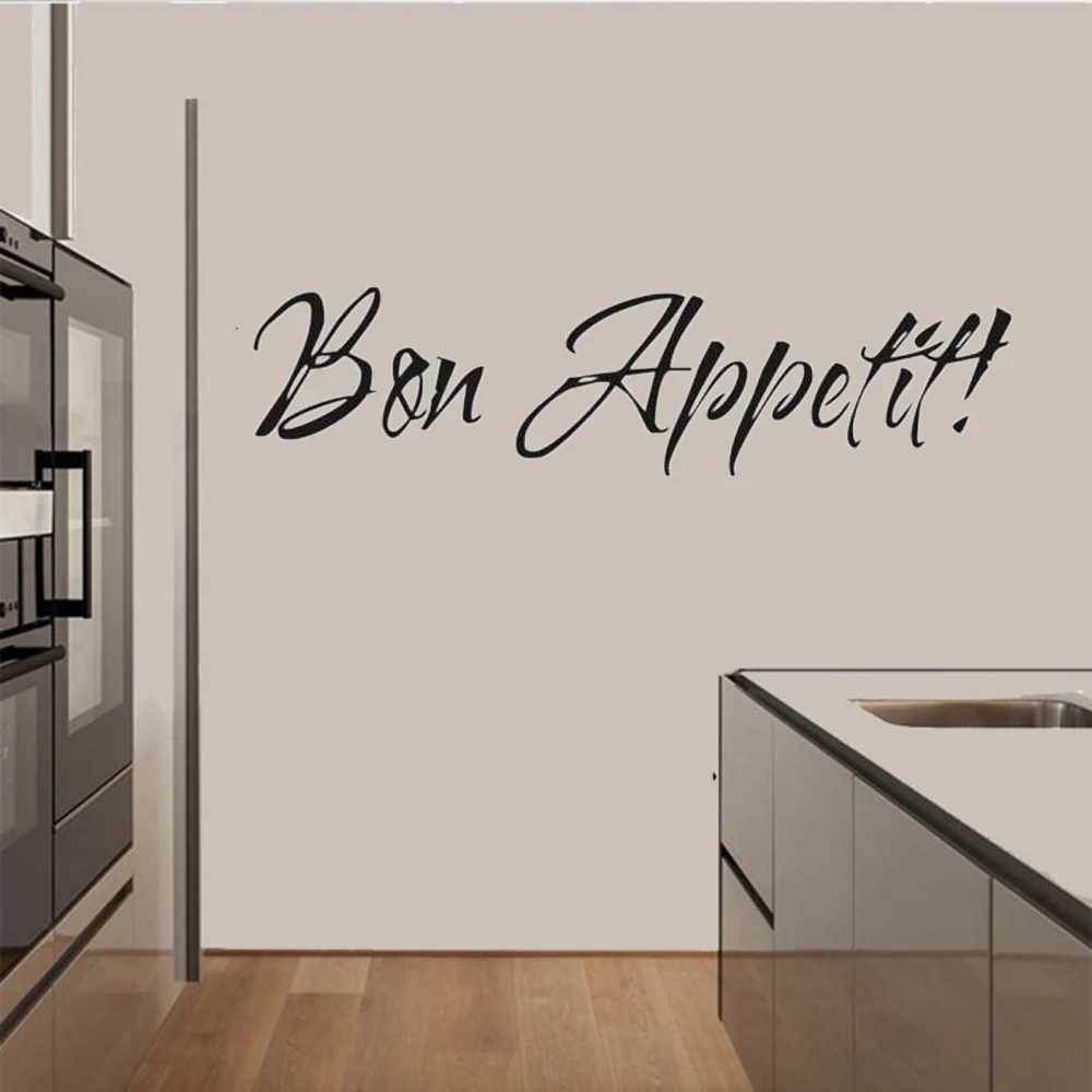 1PC Vinyl Wall Stickers Quote Bon Appetit Dinning Room Decor Kitchen Decals Art Household Products Adesivo De Parede Para Quarto