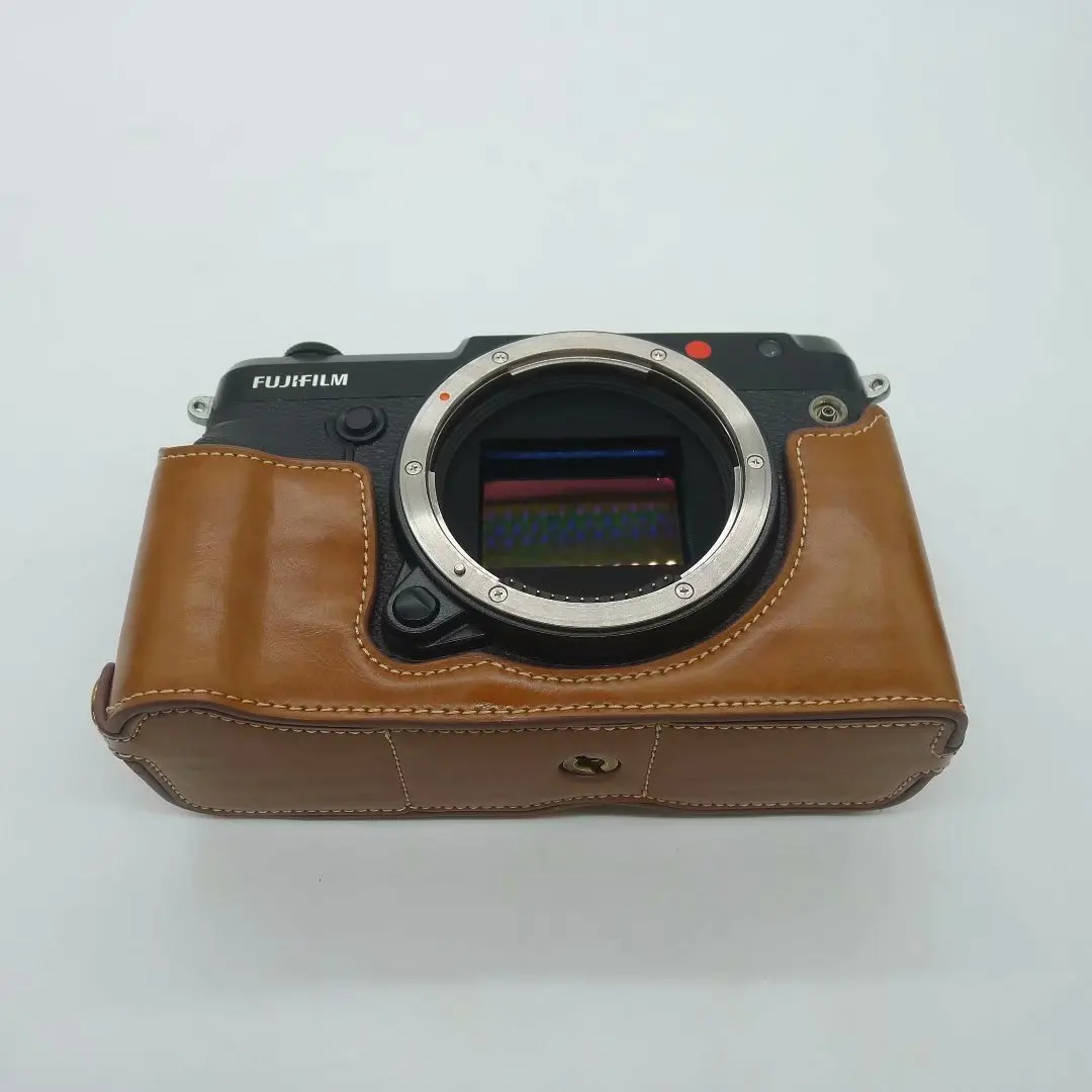 Funda protectora de media carcasa de cuero para Fuji GFX50S GFX50R 50S 50R bolsa para cámara Fuji GFX50S funda protectora