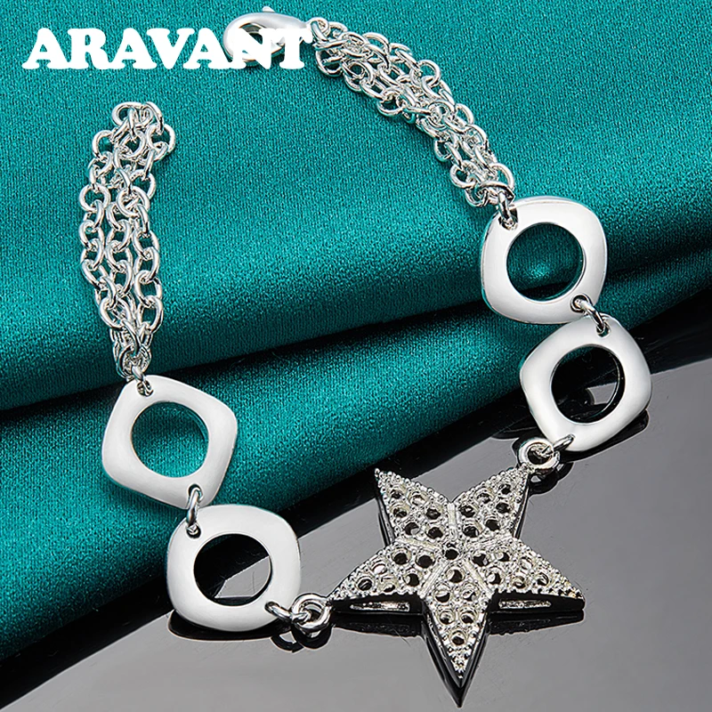 

Aravant 925 Silver Star Bracelet Chain For Women Wedding Fashion Jewelry