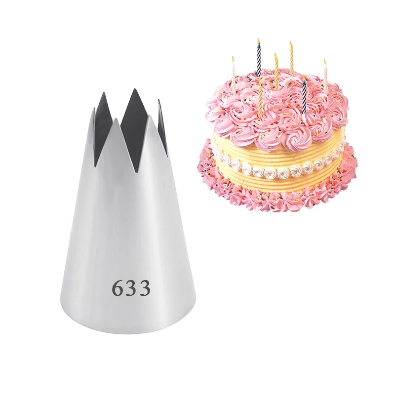 BCMJHWT Piping Nozzle Cake Decorating Tools Stainless Steel Icing Nozzles Cream Pastry Nozzles Large Size Open Star Tips  #633