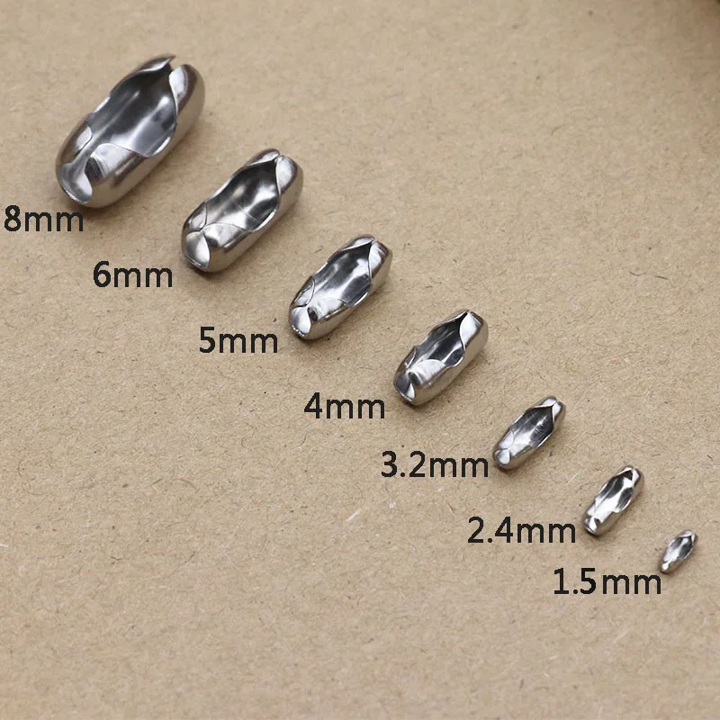 1 Pack/lot 100% Stainless Steel Bead Ball Bead Chains & Connector Clasps 1.5 2 2.4mm Ball Chains For DIY Necklace Jewelry Making