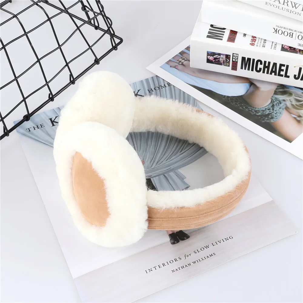 Earmuffs de lã shearling para mulheres e meninas, earflap de pelúcia unissex, hairbands quentes para senhoras, inverno