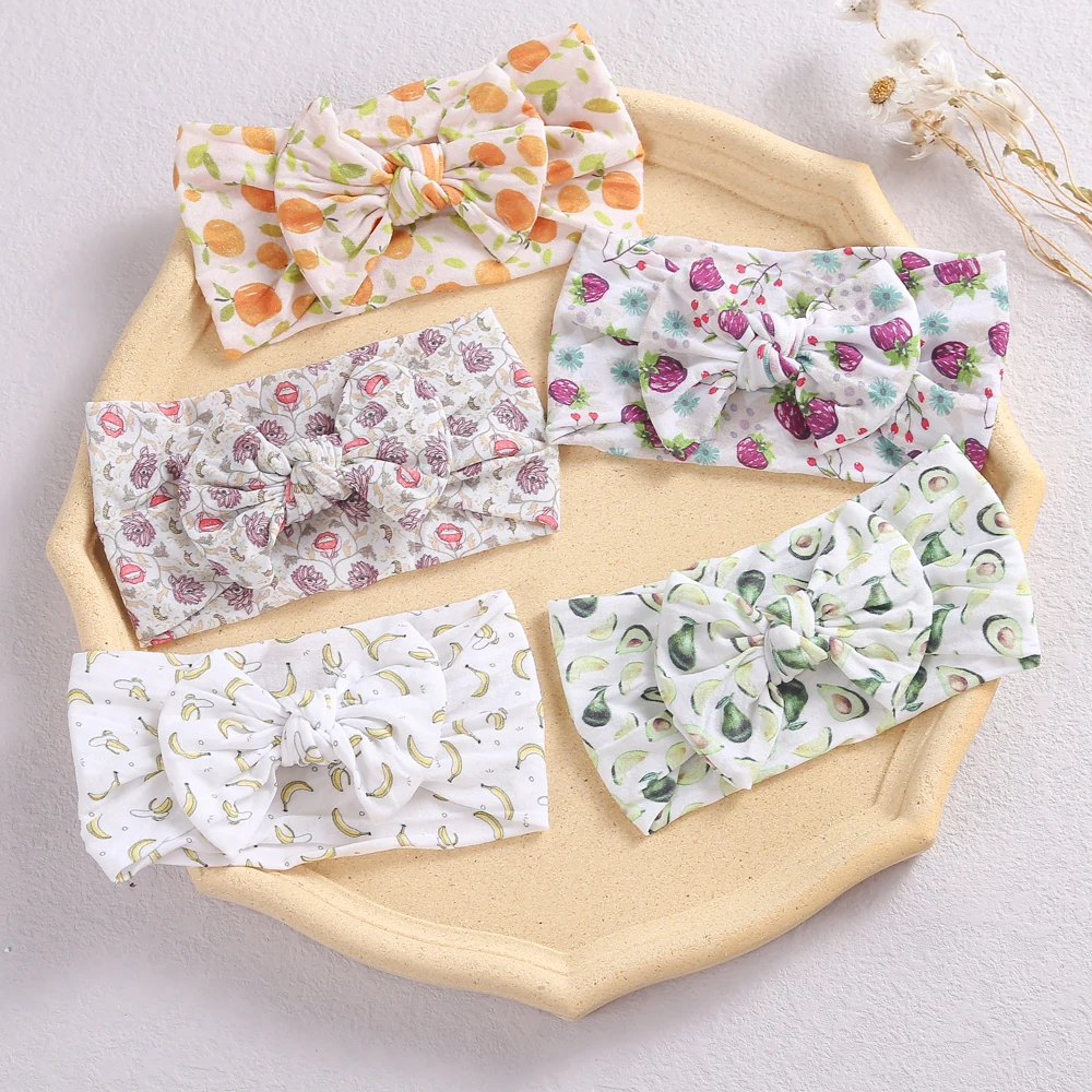 

27 PCS, Printed Knot Bow Baby Nylon Headbands, Soft Nylon Turban Headwraps For Spring Summer Newborn Kids Girls Hair Accessories