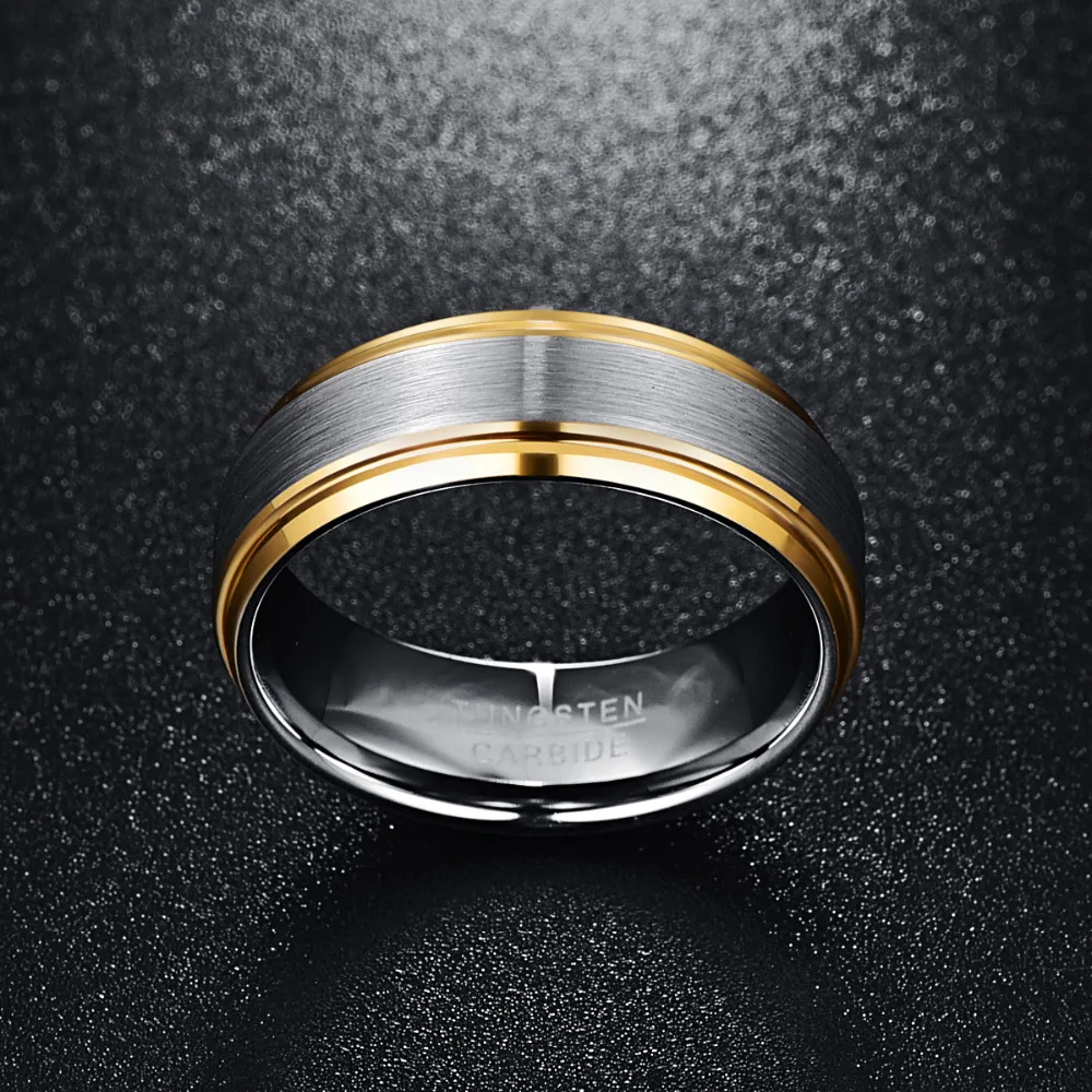 8MM Width 2.3MM Thick Tungsten Metal Lovers Wedding Ring With Full Size 7 8 9 10 11 12 For Men's Ring Wholesale 10PCS