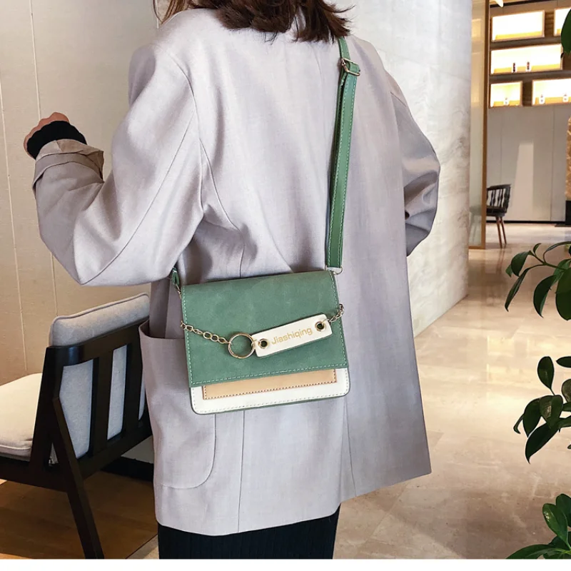 Contrast Color Crossbody Bags For Women Chain Messenger Shoulder Bag Suede PU Leather Ladies Purses and Handbags CrossBody Bag