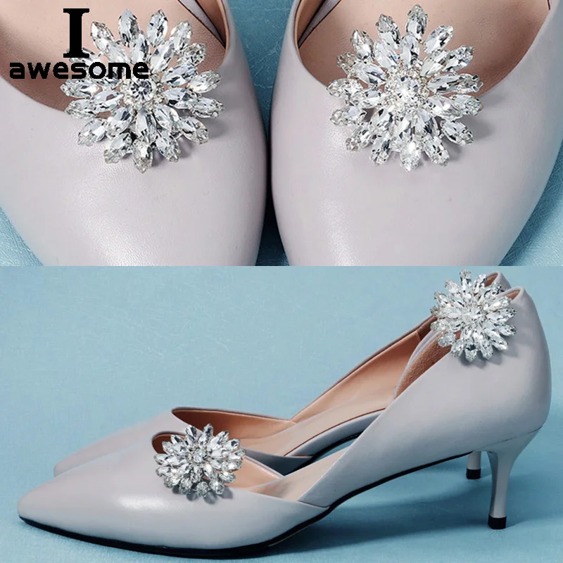 

New Decorative Shoe Clips Buckle Shining Rhinestone Crystal Flower Elegant Fashion Wedding Party Shoes Decorations Accessories