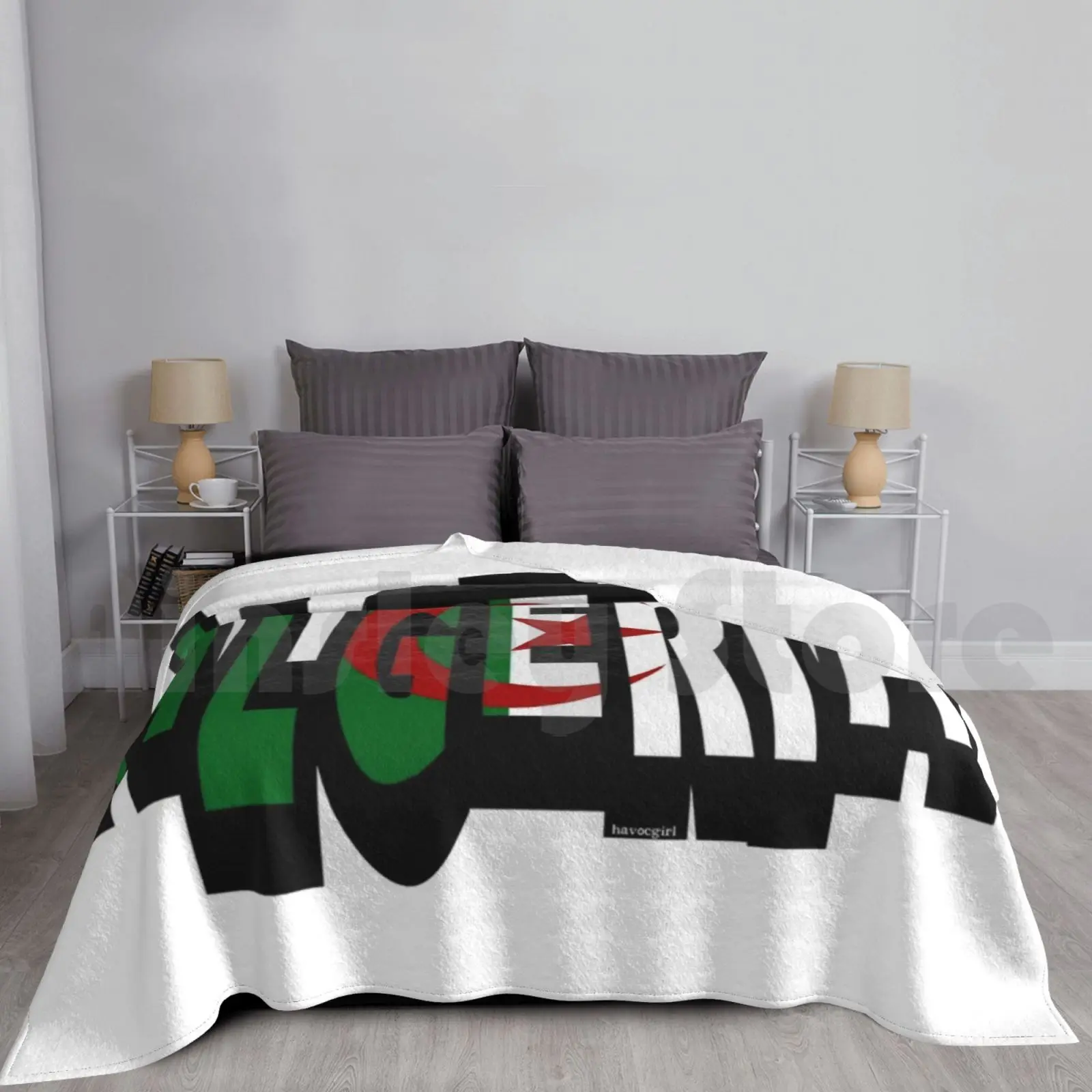 Algeria Font With Algerian Flag Blanket Fashion Custom 2658 Algeria Algerian Algiers Font Fonts