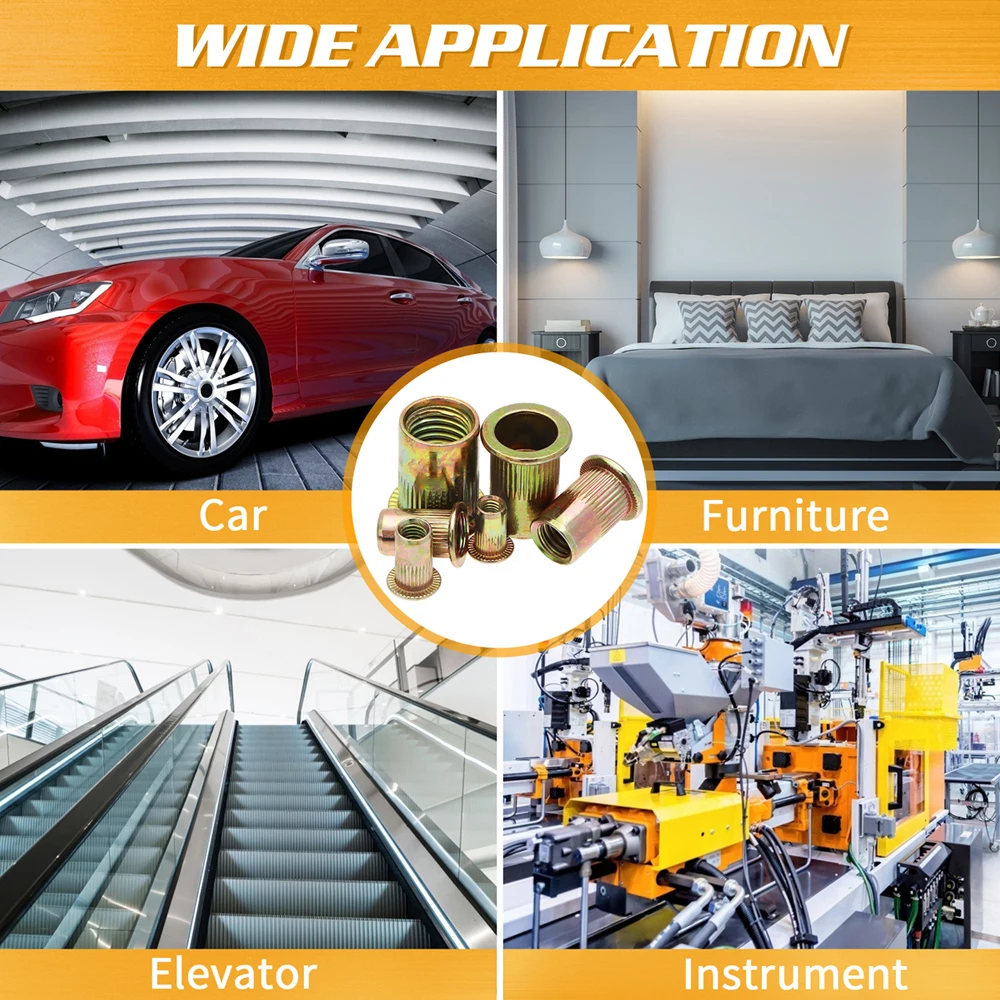 Electrapick 93/165/210pcs Carbon Steel M3 M4 M5 M6 M8 M10 M12 Flat Head Rivet Nut Set Multi Size Insert Rivet Nut Hardware Part