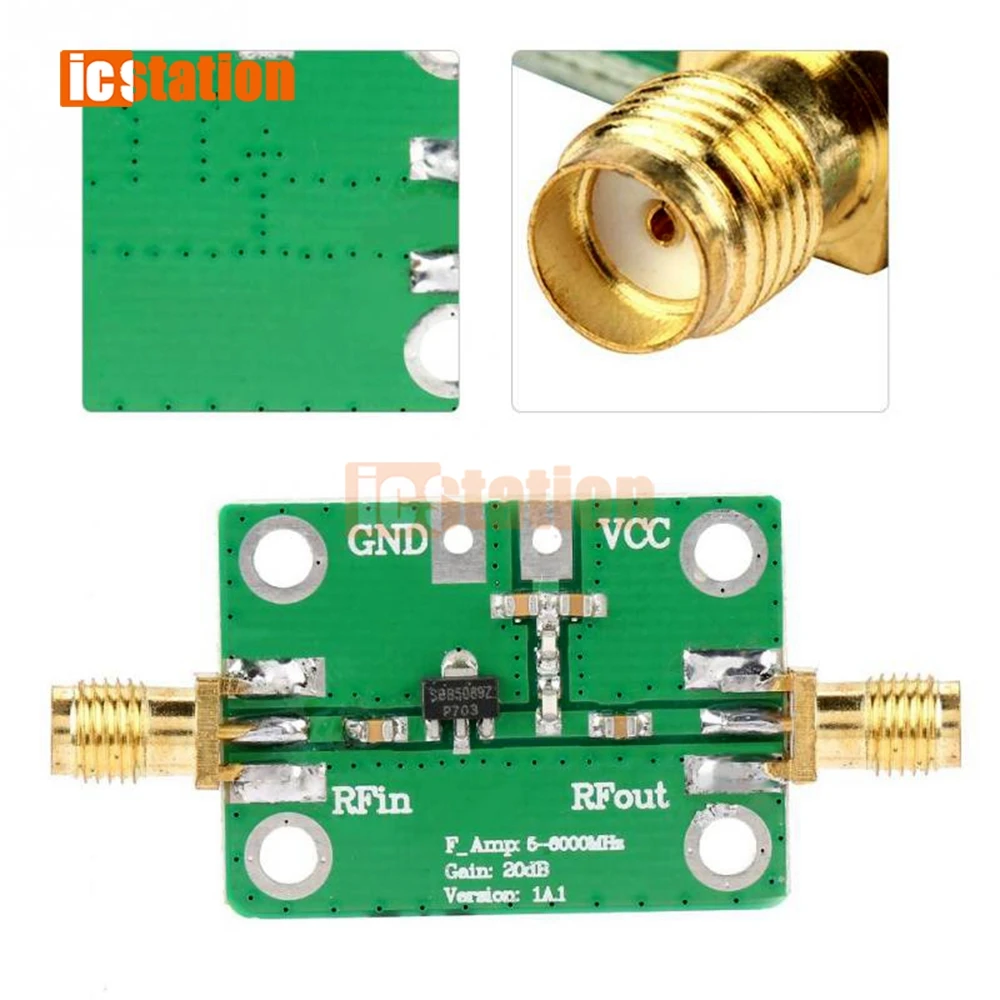 1PCS 5M-6GHz ความถี่ในการทำงาน Gain 20dB RF Ultra-Wideband เครื่องขยายเสียง5-6000mhz สัญญาณ RF