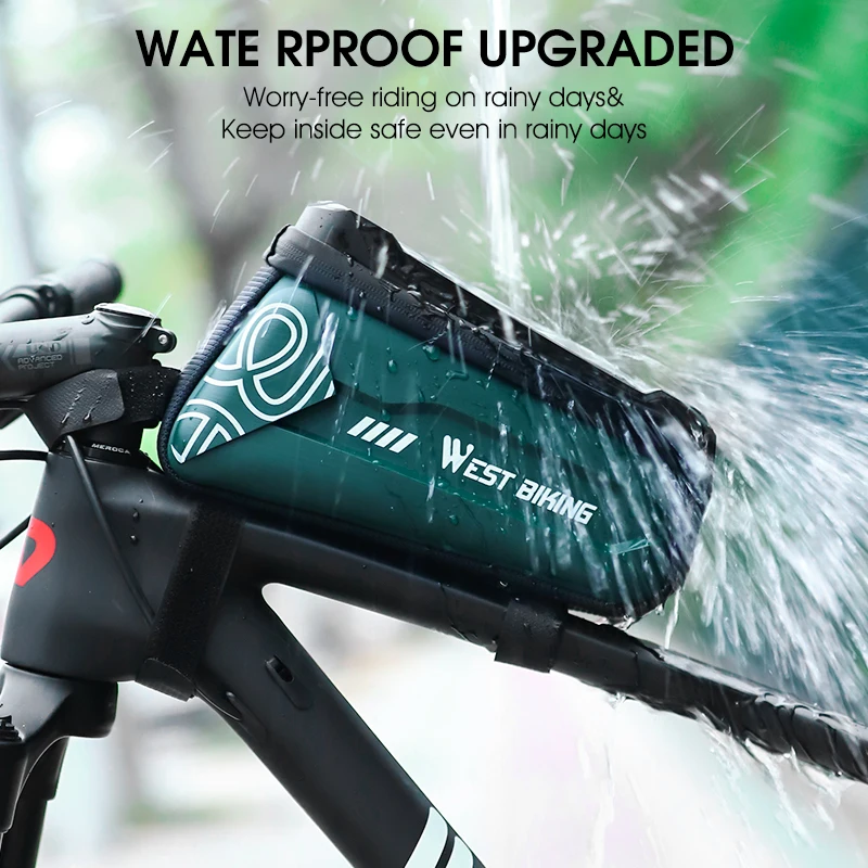 WEST BIKING 2.5L Bicycle Bag Waterproof Bike Frame Bag Touchscreen 7.0 inch Phone Case Cycling Bag MTB Road Bike Accessories