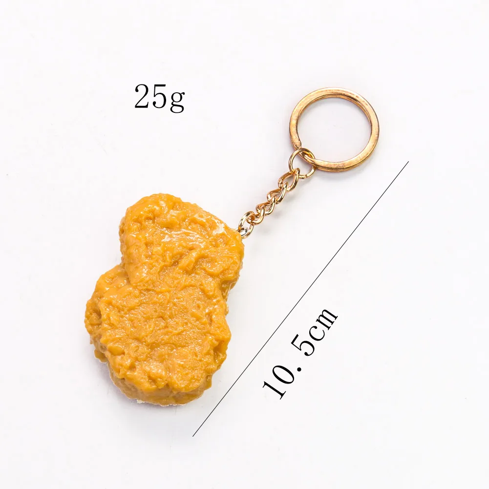 Simulierter Hähnchen-Schlüsselanhänger: Pommes Frites, Hähnchenschenkel, Chicken Nuggets – Restaurant-Gastgeschenk, Koch-Schlüsselanhänger – Detail 3