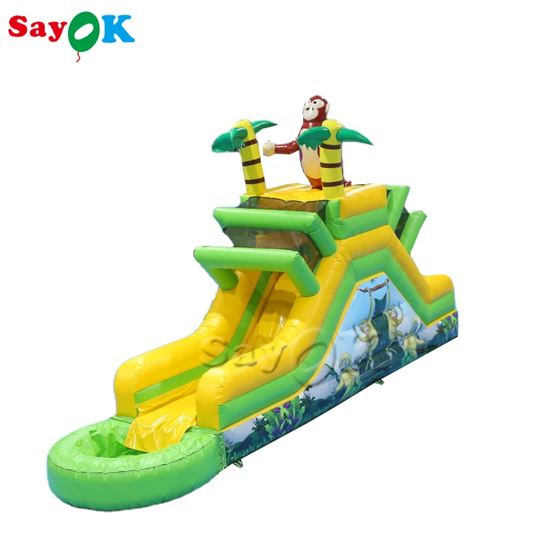 

SAYOK PVC Inflatable Orangutan Bouncer Slide Spray Water Slide with Water Pool for Party Event by Sea Shipping 9.3x2x3.5mH