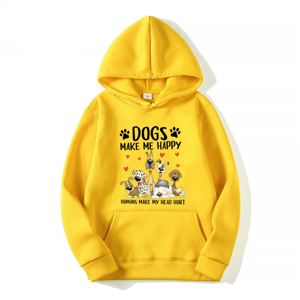 Dogs Make Me Happy sudaderas con capucha los humanos hacen daño a mi cabeza sudadera divertida regalo para amantes de los perros Sudadera con capucha