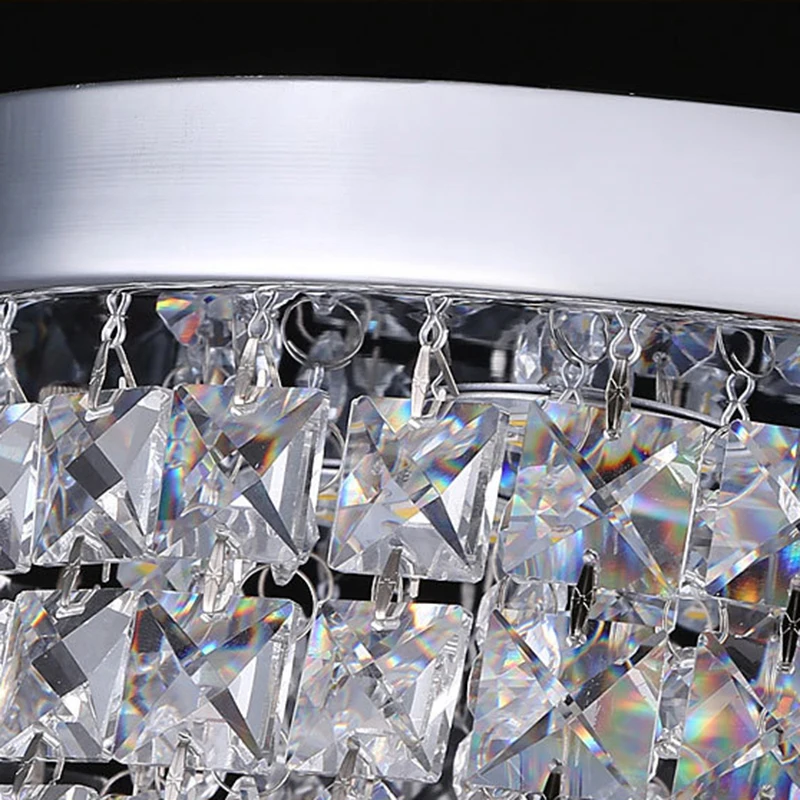 Modern minimalist transparent crystal ceiling lamp porch balcony decoration LED lighting warm white 40cm round plate Fixture