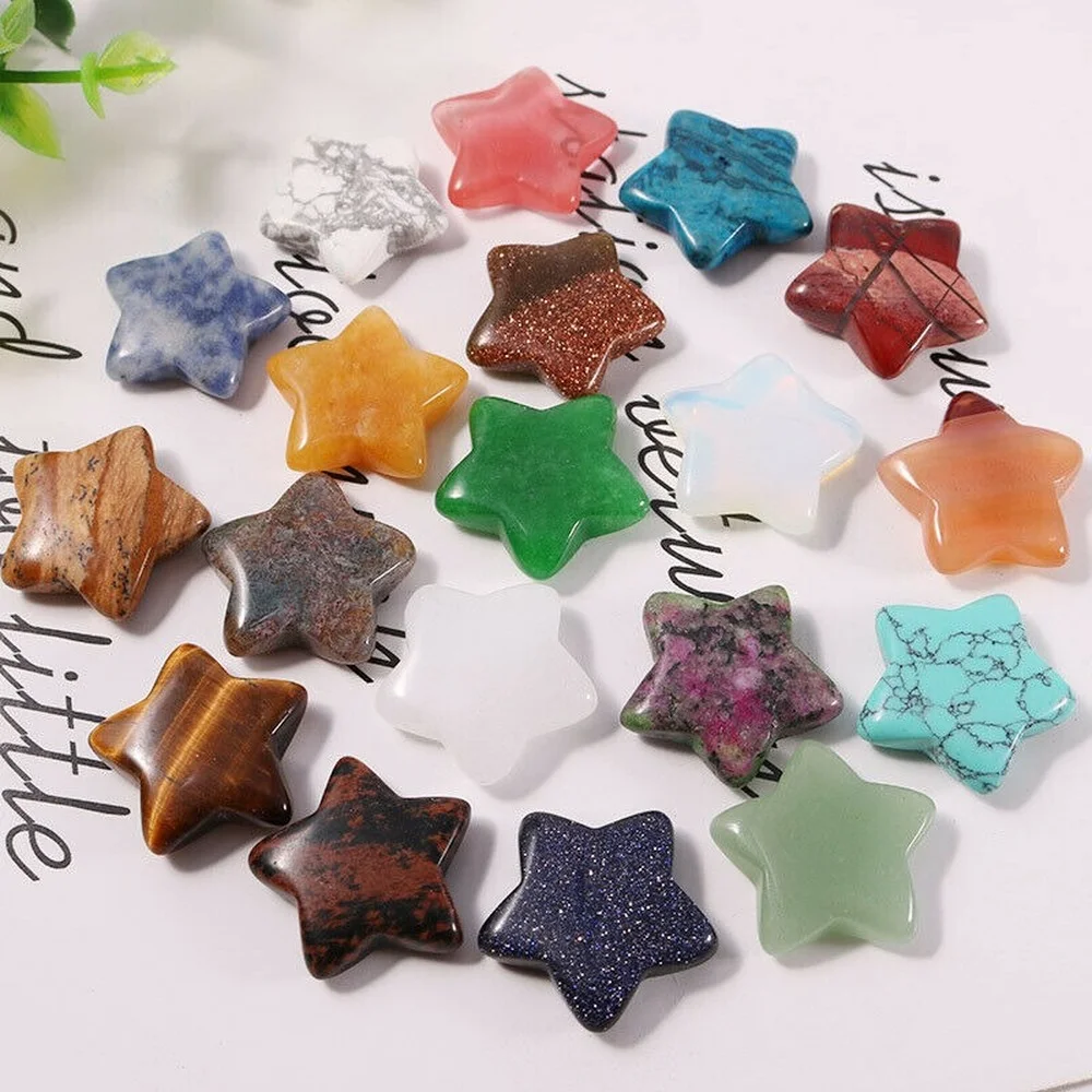 10pcs Natural Quartz Pentagram Stone Five-pointed Star Shape Meditation Healing Crystal Gemstones Home Decor Mixed Color