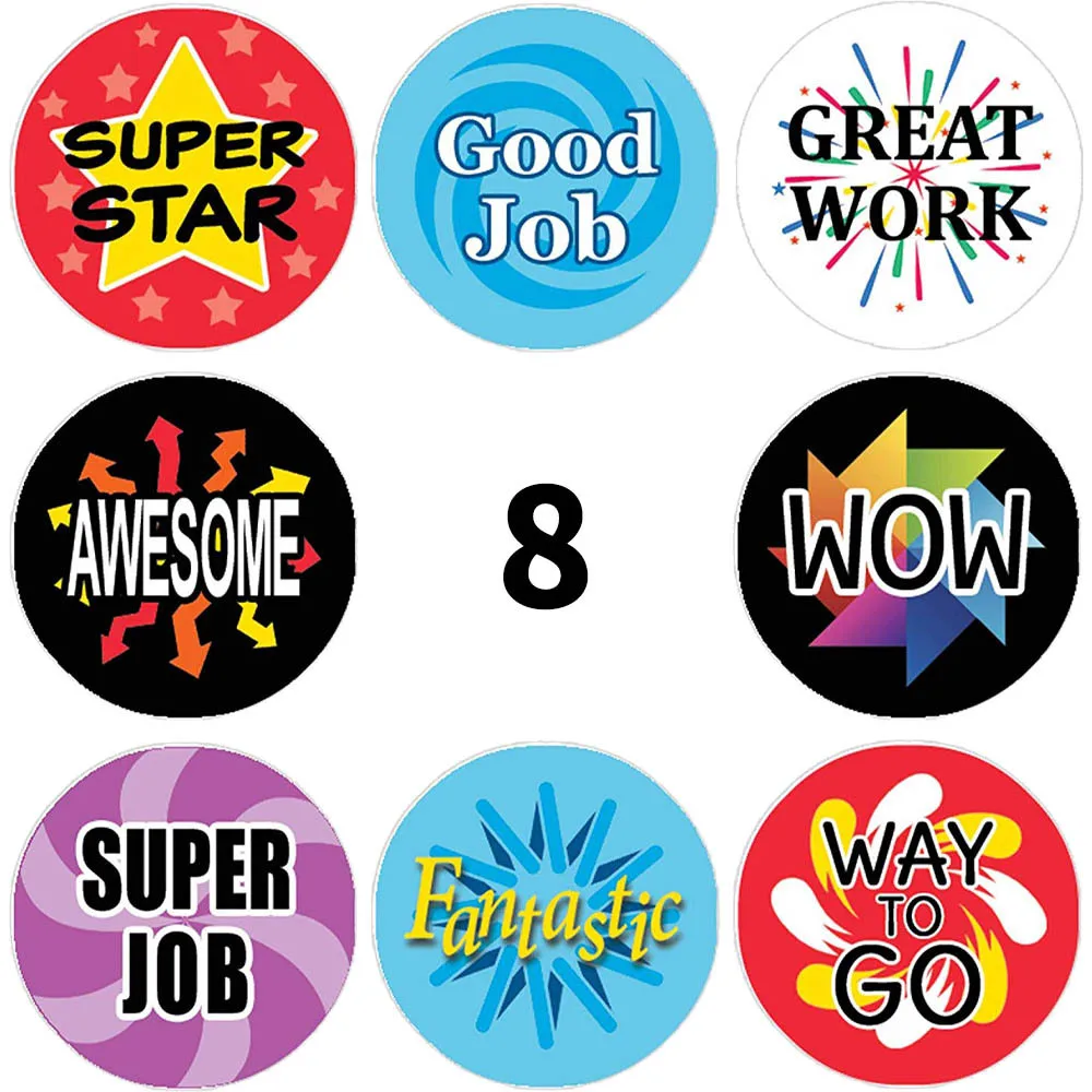 50Pcs 1Inch Cartoon Word Reward Sticker Encouragement Motivational Sticker for Students Teachers Classroom Use Kids Toy Sticker