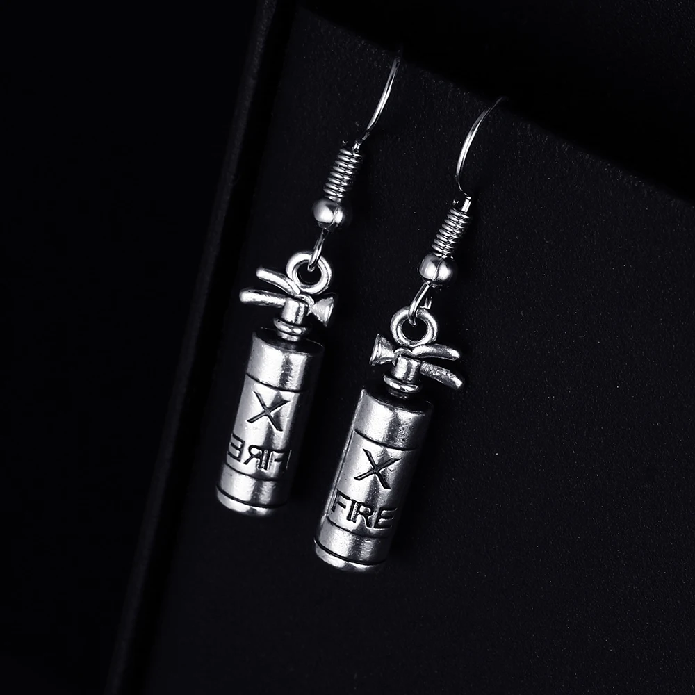 Vintage Fire Extinguisher Shape Dangle Earrings for Women Girl Retro Drop Earrings Cute Small Object Earring Jewelry Bijoux