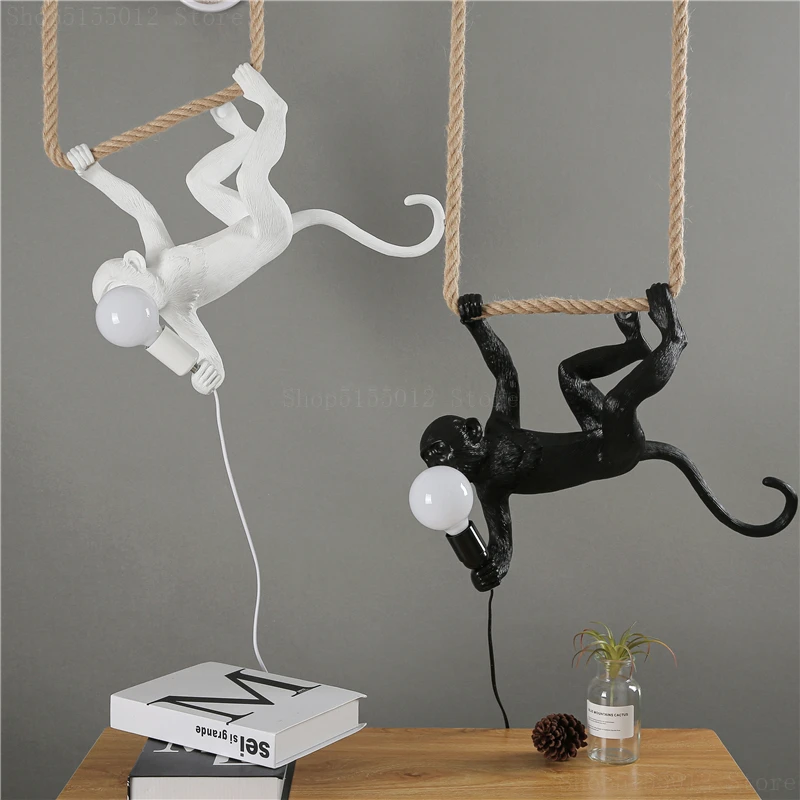 New Resin Animals LED Wall Lamp Children's Room Monkey E27 Wall Light Living Room Restaurant Decor Hanging Lighting Fixtures