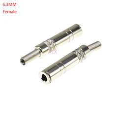 2pcs 6.3mm 6.35MM 3-Pole Stereo Metal female Plug Connector 6.3 Jack Adapter With Soldering Wire Terminals 1/4 inch Microphone