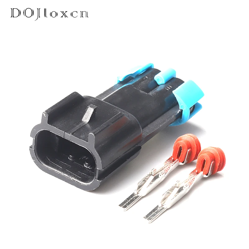 1/5/10/20/50 Sets  2 Pin Universal DELPHI Sense Black Plug Socket Car Automatic Fan Male Female Waterproof Connector 15300027