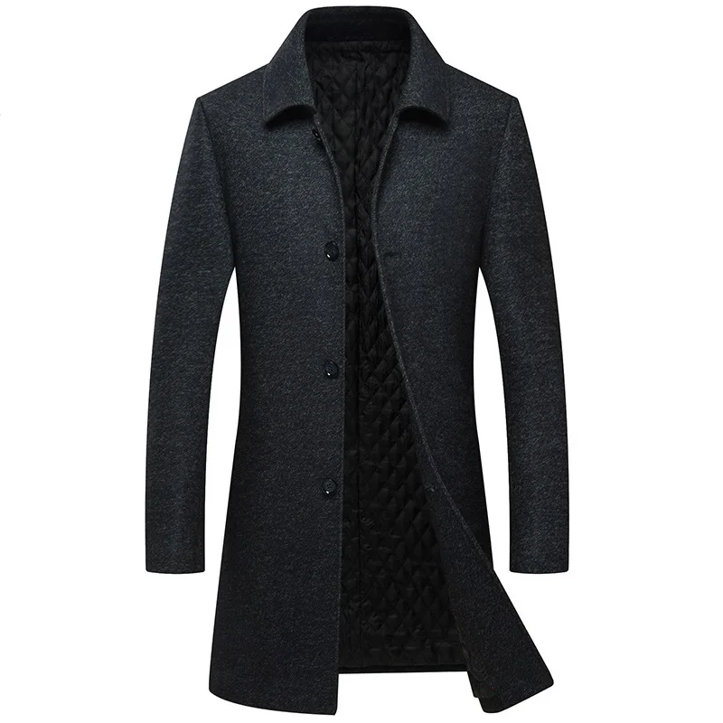 

Winter Trench Coat Men Overcoat Thick Warm Wool X-Long Coat Men Single Breasted Abrigo Hombre Casaco Masculino Men's Trench Coat