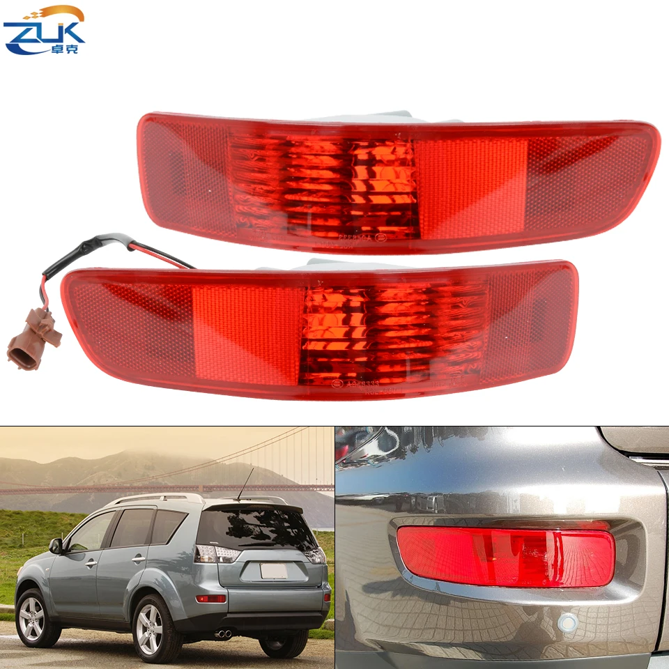 Zuk amortecedor traseiro nevoeiro luz da cauda do carro lâmpada refletor para mitsubishi outlander 2007 2008 2009 2010 2011 2012 2013 foglight foglamp