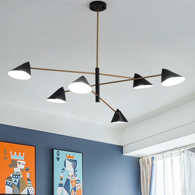 

Energy Saver-Postmodern Chandelier For Living Room Black and Gold Lustre Bedroom E14 bulb Lighting Simple modern Chandeliers