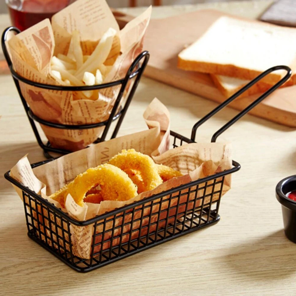 Universal Stainless Steel French Fries Basket Metal Small Food Mesh Basket Fried Chicken Wing Snack Mesh Sieve Colander Basket