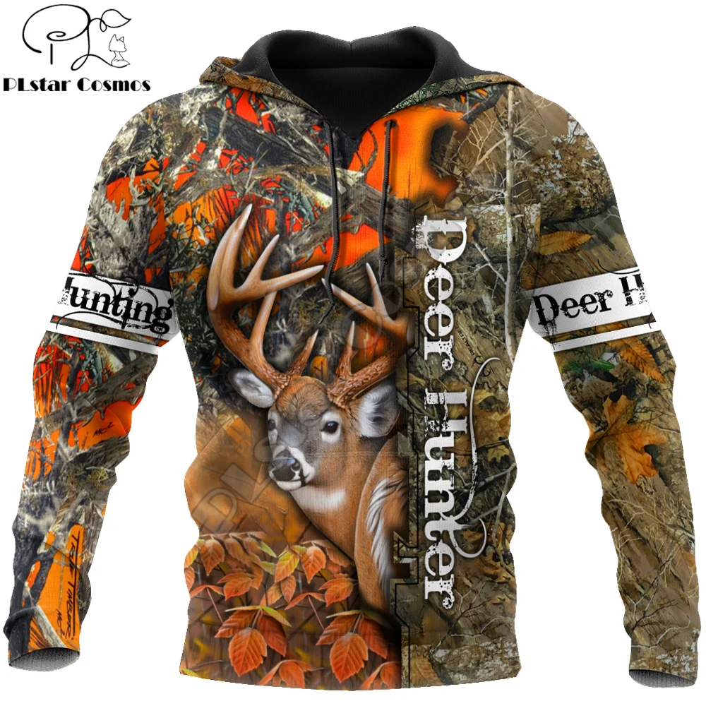 Deer Hunter Orange Camo 3D All Over Printed Mens Autumn Hoodies Sweatshirt Unisex Streetwear Casual Zip Jacket Pullover KJ484