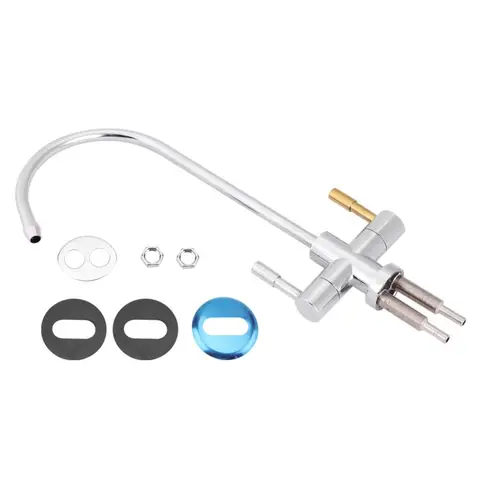 1/4'' Double Holes Sink Faucet Tap Chrome Reverse Osmosis RO Drinking Water Filter Bathroom Kitchen 360° Rotation Basin Faucets