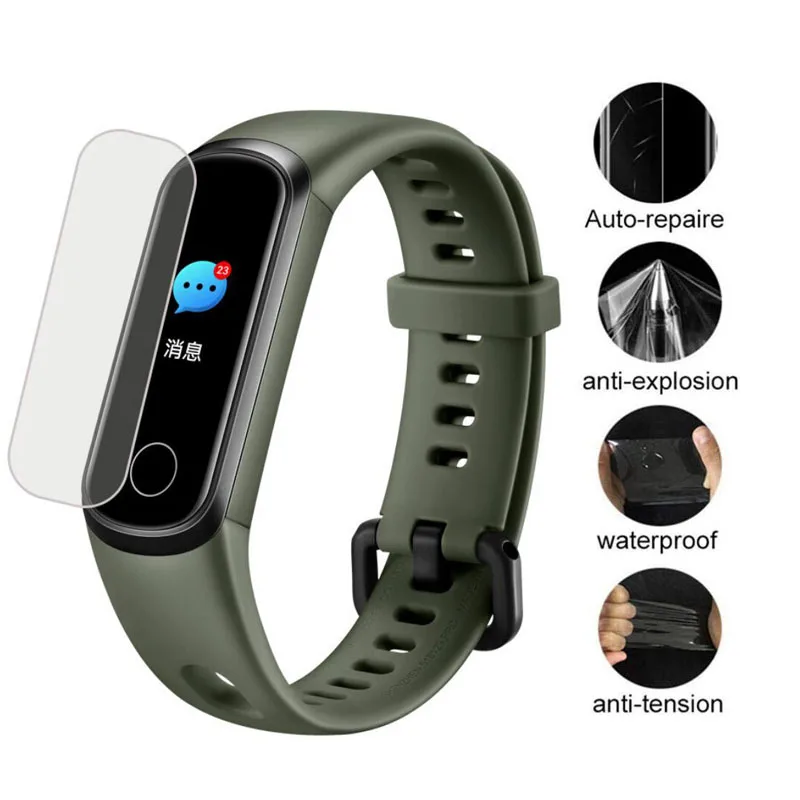 5Pc TPU Smartband ป้องกันฟิล์มสำหรับ Huawei Honor Band 5i สายรัดข้อมือสร้อยข้อมือสมาร์ท Full Screen Protector ฝาครอบ