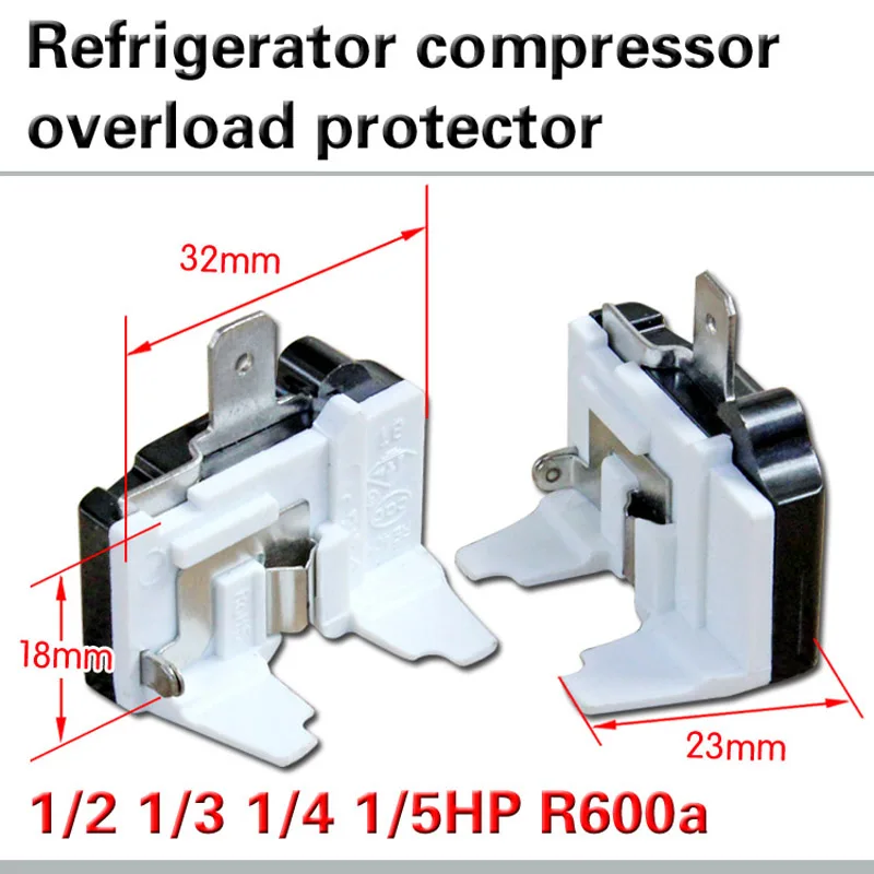 1pc  1/4HP Freezer Overload Protector Refrigerator Overheating Overload Protection Overcurrent Protector Compressor Accessory