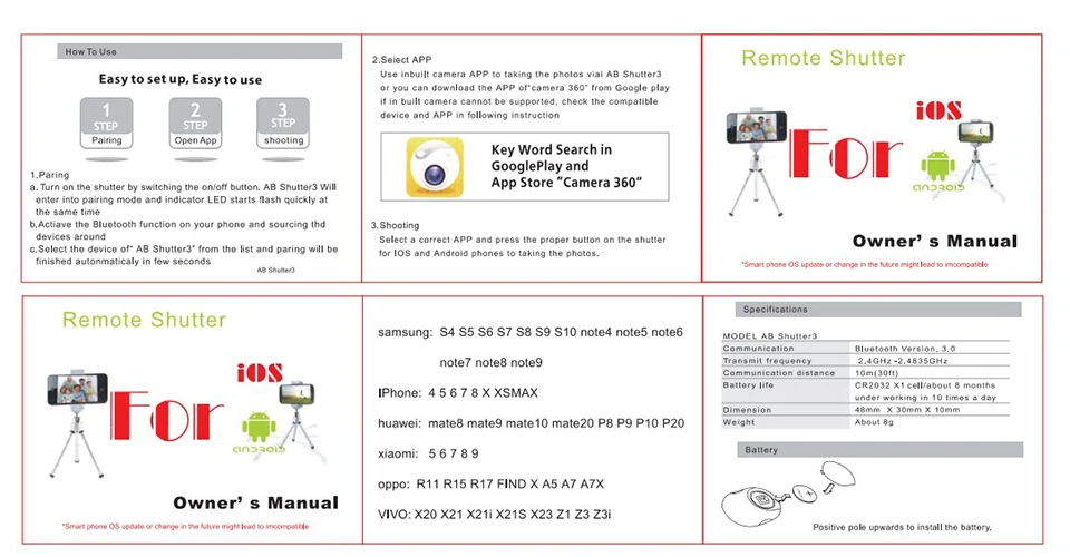 بلوتوث زر التحكم عن بعد وحدة تحكم لاسلكية الموقت الذاتي كاميرا عصا مصراع الإصدار Monopod Selfie للهاتف ios أندرويد