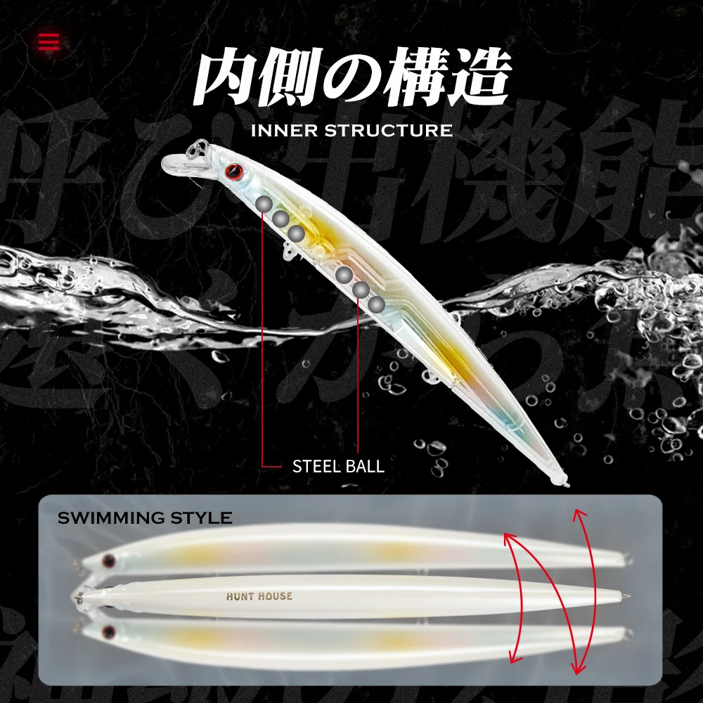 Hunthouse Mommotti Minnow Floating Fishing Lure 210mm 34g lw405 Sea Bass Fishing Tackle Long casting Saltwater hard bait lures