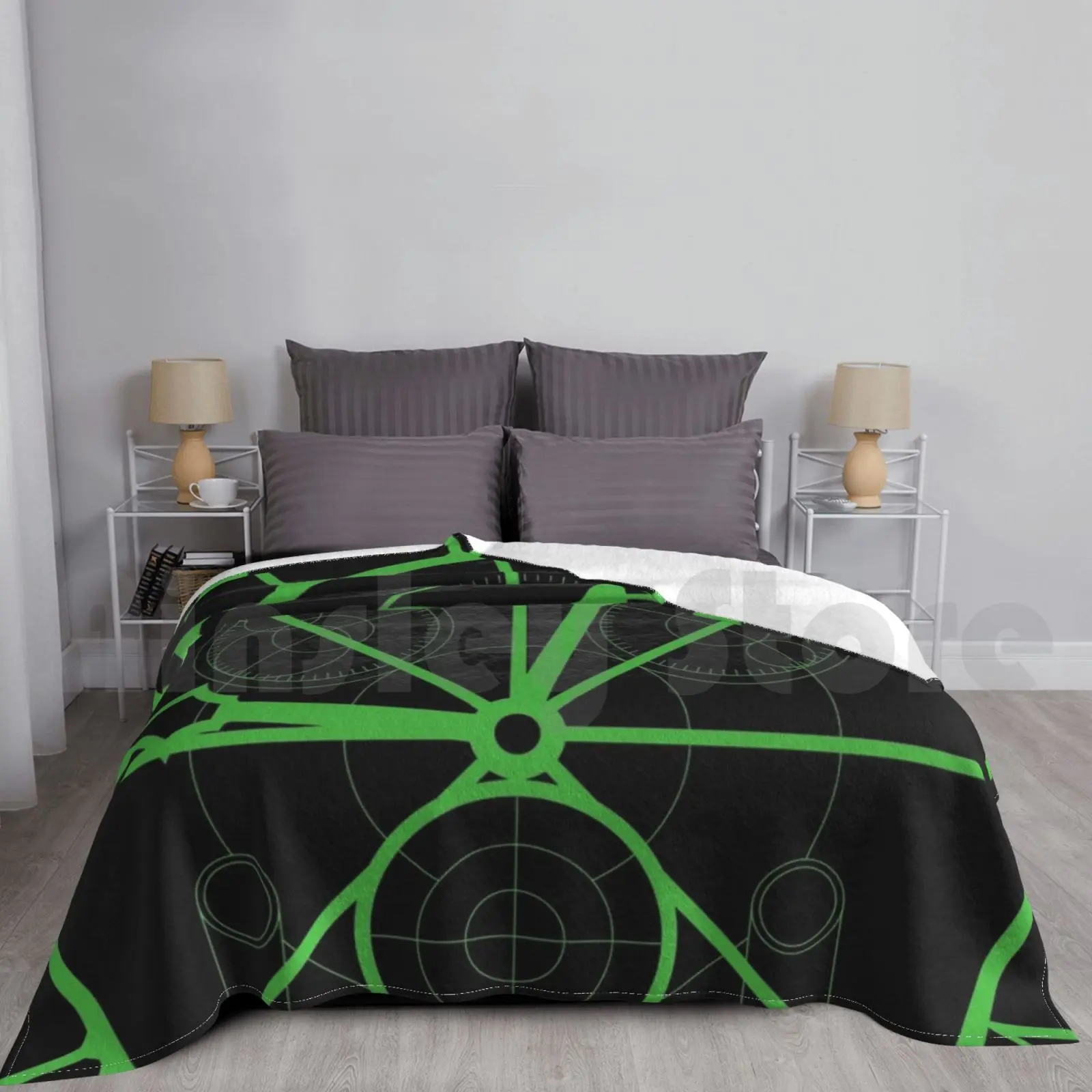 Juego de reloj Wicked Clock Design-manta verde para sofá cama, viaje, música malvada, teatro de West End