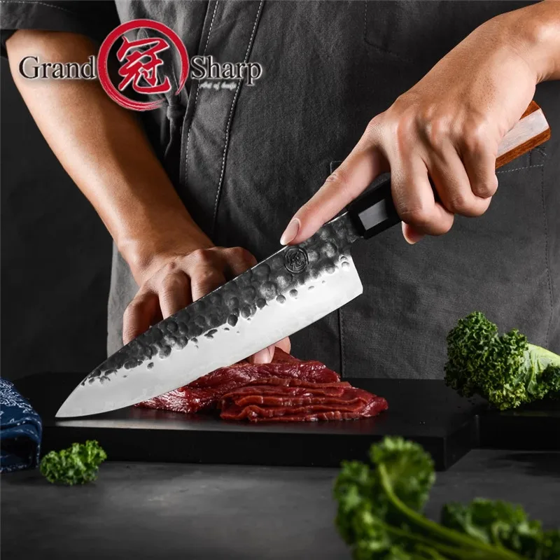 Grandsharp Professional Handmade Chef Knife 2 Layers Japanese AUS10 Stainless Steel Butcher's Knife Kitchen Kinves Cooking Tools