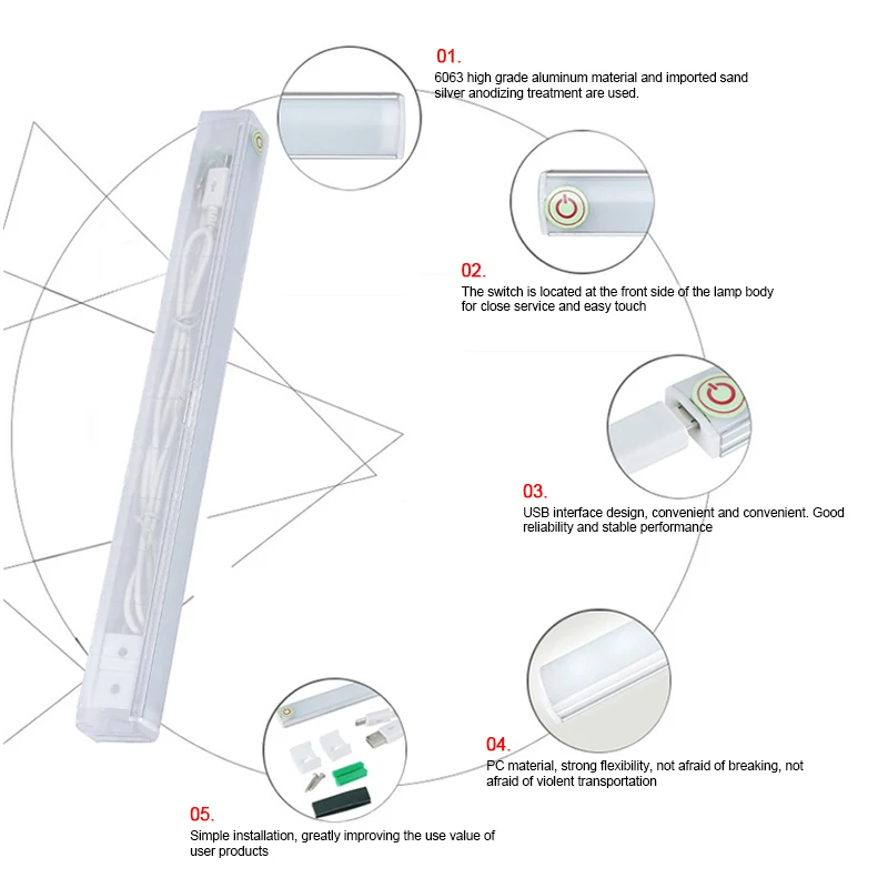 Under Cabinet LED Light Bar Ultra Slim Dimmable Cool-Touch Design USB Charging Interface Great for Kitchen Counter Sale