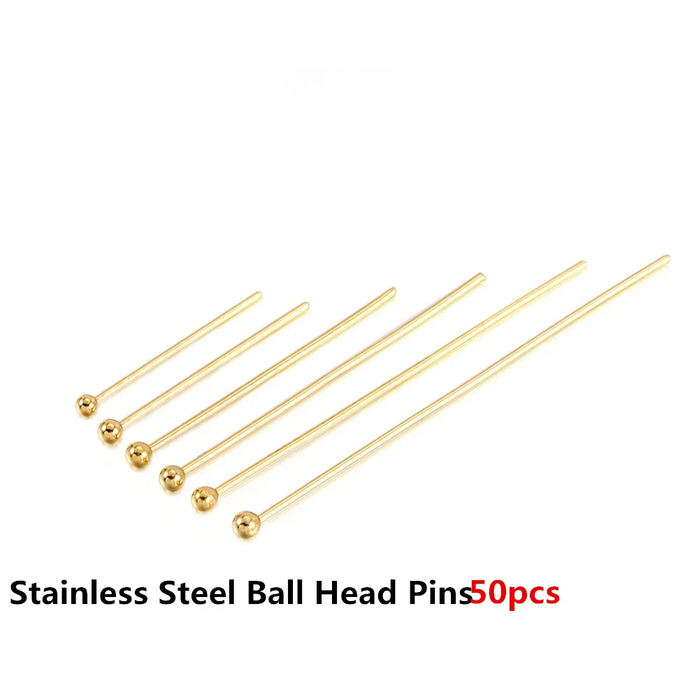 50-100 Stück Edelstahl Köpfe Auge Flachkopf Pin Gold versilbert Kugelkopf Pins für Schmuckherstellung Zubehör – Detail 8