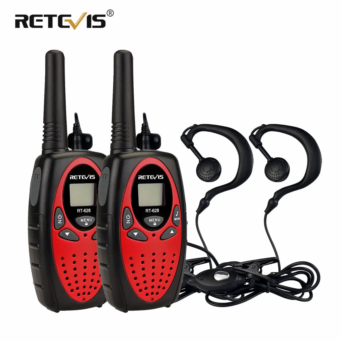 4 Colors Retevis RT628 Mini Walkie-Talkie 2pcs For Kids+2pcs 1Pin Headset 0.5W PMR  Children\'s Two Way Radio Christmas Gif Set