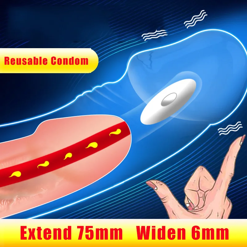 55-75MM Penis Extender Sleeve Thicken Condom Delay Ejaculation Sex Toys For Men Couples Intimate Goods