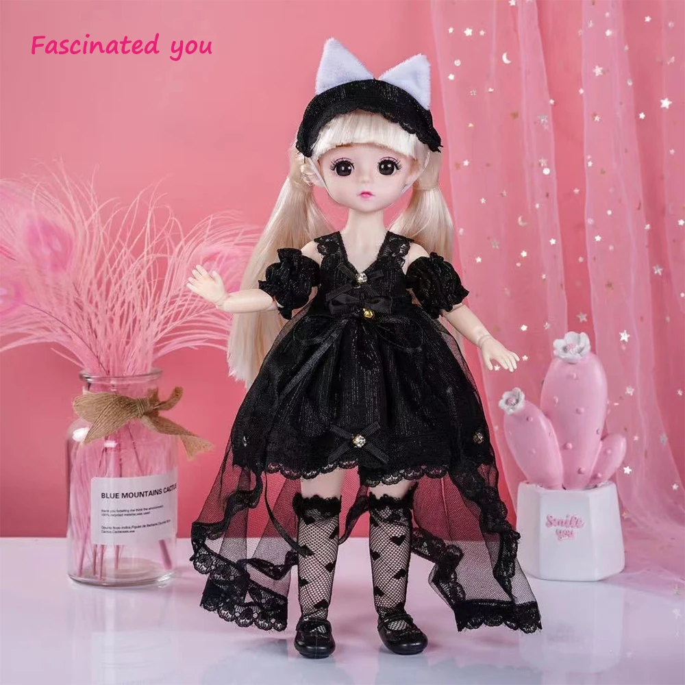 

New 30cm Fashion 1/6 BJD Doll Little Girl Cute Dress 22 Movable Joint Doll 3D Eye Dolls DIY Toy Gift Girl Birthday Present