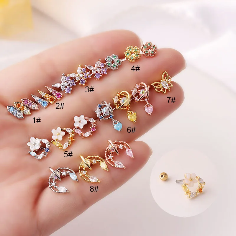 

1PC 20G New Colorful Cz Ear Bone Cartilage Piercing Earrings for Women Small Tragus Rook Conch Helix Daith Tragus Labret Jewelry