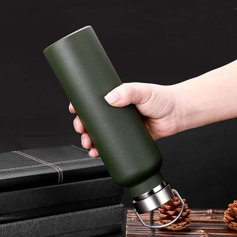 600ml Large Capacity Sports Water Bottle Portable Design Stainless Steel Thermos Bottle Vacuum Flasks