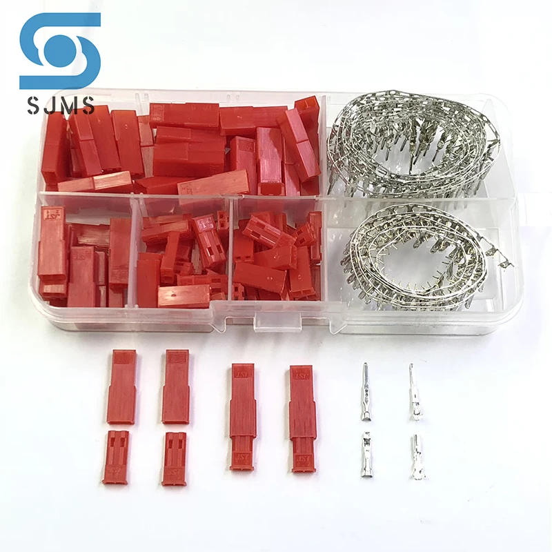 300Pcs (50set) 2.54mm JST SYP 2P 2Pin Female & Male Red Plug Housing Crimp Terminal Connector Kit JST-SYP-2A for RC Lipo Battery