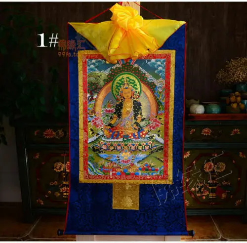 Tibetan Buddhist Buddha Silk Gild Thangka Thanka Ksitigarbha Dizang Pusa 35CM