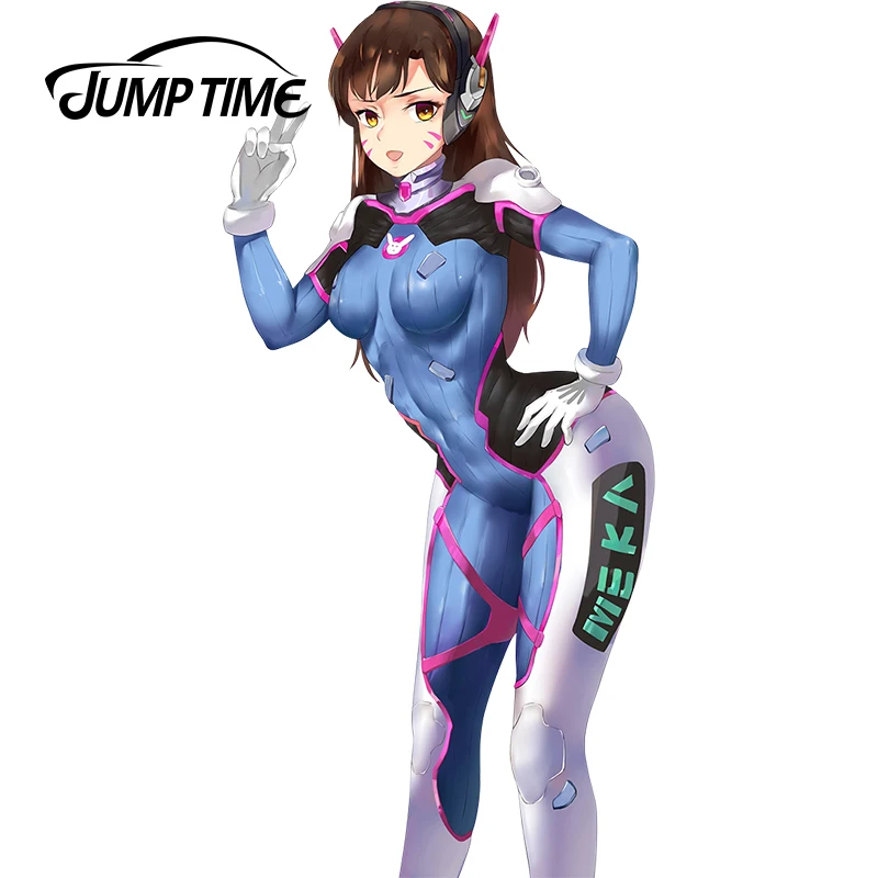 JumpTime 13cm x 6.42cm Car Decoration Stickers Overwatch D.Va (Hana Song) Collection Sexy Beauty Drift Racing Decal Car Sticker