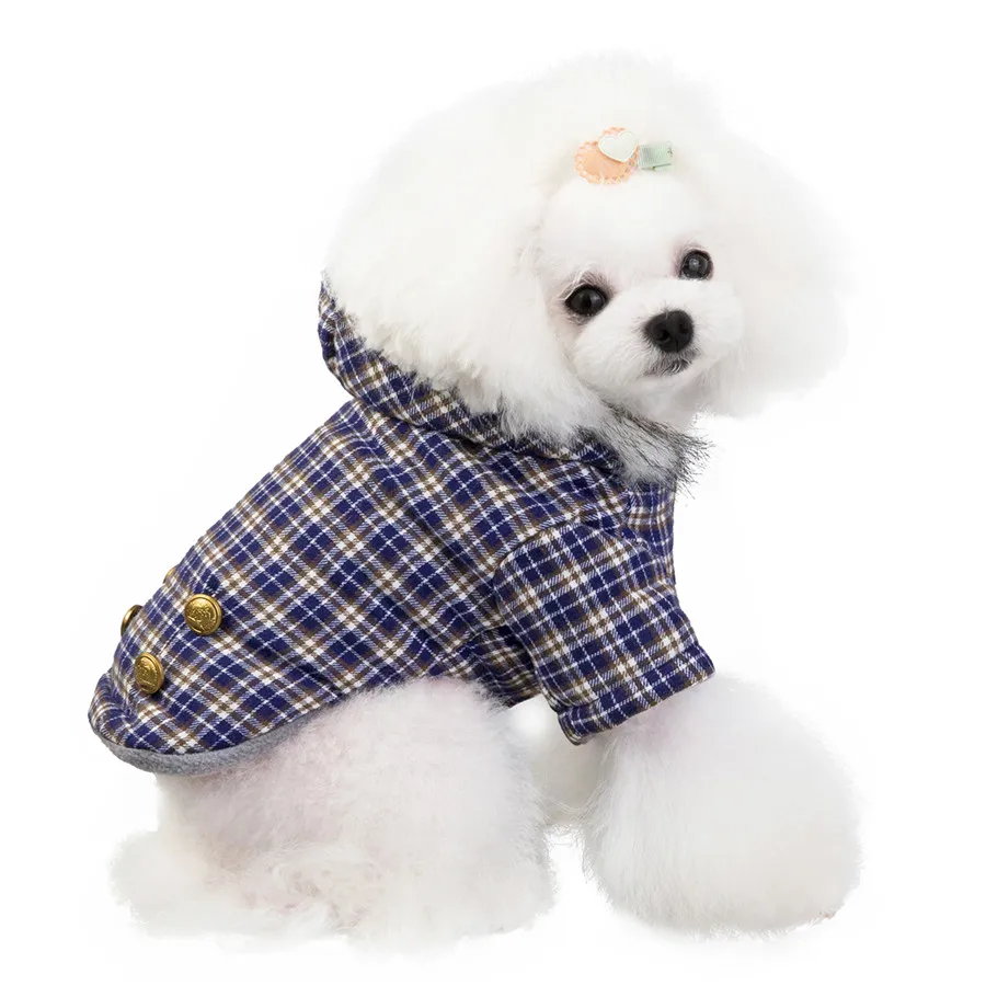 Warm Pets Dog Clothes Cotton Russia Winter Thicken Coat Costumes England Grid Hoodies Clothes for Small Puppy Dogs Clothing XXL