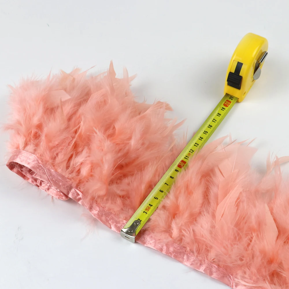 Fluffy Marabou Turkey Feathers Trims DIY Needlework Plumes On Ribbon Wedding Dress Accessories Decorative Feathers For Crafts