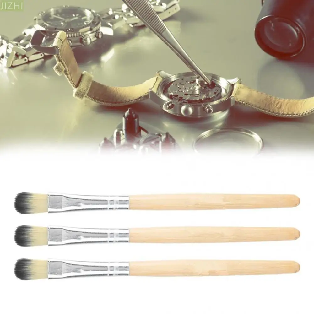 3Pack  Nylon Watch Spare Parts Movement Craft Cleaning Brush Kit Watchmaker Repair Tool With Soft Hair Wood Handle