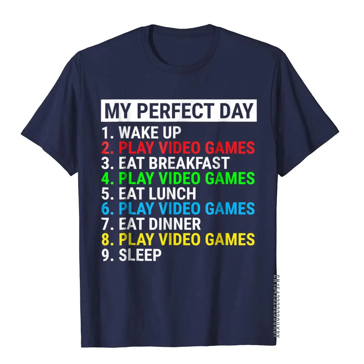 My Perfect Day วิดีโอเกมเสื้อยืด Funny Cool Gamer Tee ของขวัญเสื้อลำลอง T เสื้อผู้ชายด้านบนเสื้อยืด Slim fit ขายส่ง